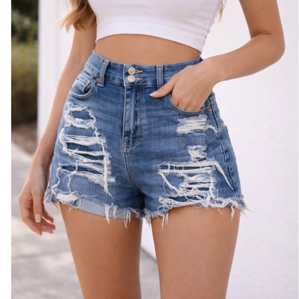 Distressed Denim Women Shorts